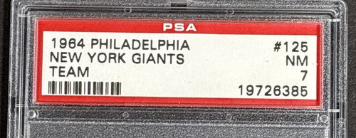 1964 Philadelphia #125 New York Giants Football Team Card Psa 7 NM Near Mint