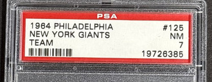 1964 Philadelphia #125 New York Giants Football Team Card Psa 7 NM Near Mint
