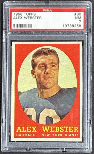 1958 Topps #30 Alex Webster NM Near Mint PSA 7 Card New York Giants NFL Champ