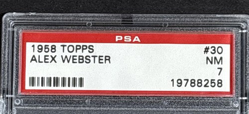 1958 Topps #30 Alex Webster NM Near Mint PSA 7 Card New York Giants NFL Champ