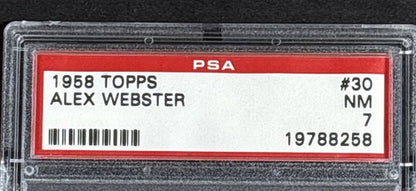 1958 Topps #30 Alex Webster NM Near Mint PSA 7 Card New York Giants NFL Champ