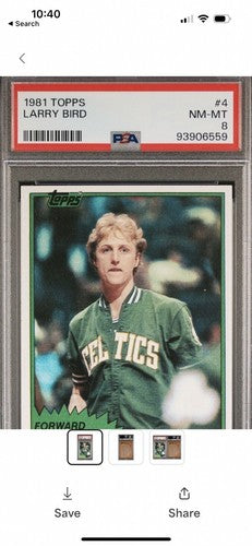 1981-82 Topps #4 Larry Bird BOSTON CELTICS PSA 8 MINT Centered NICER BEAUTY HOF