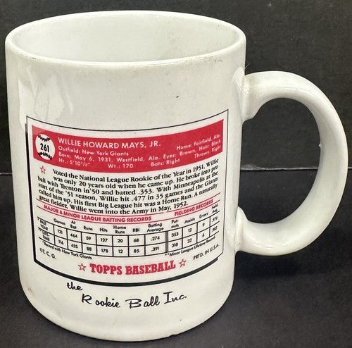 Willie Mays Signed 1952 Topps Card Mug NY Giants Bold HOF Auto PSA COA Autograph