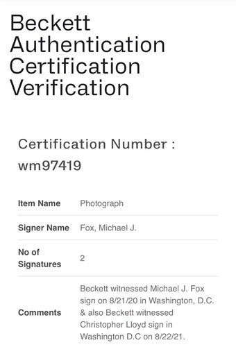 Michael J Fox Chris Lloyd Signed 16x20 Back to the Future Photo Framed Auto BAS