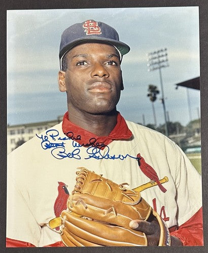 Bob Gibson Signed 8x10 Vintage Photo Cardinals Richie Best Wishes Auto  COA HOF