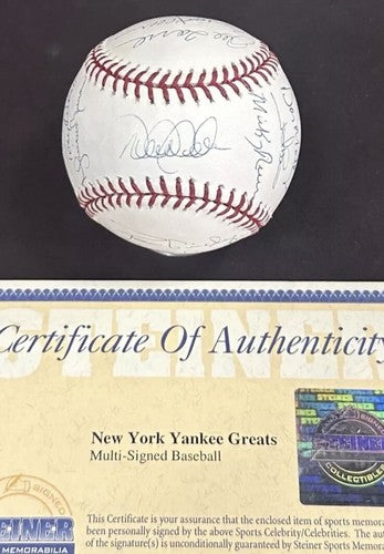 Yankees Greats Signed 100th Anniv Baseball Derek Jeter Rivera 18 Auto Steiner