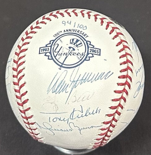 Yankees Greats Signed 100th Anniv Baseball Derek Jeter Rivera 18 Auto Steiner