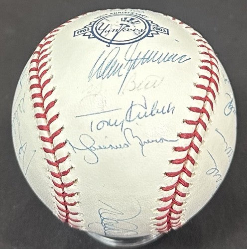 Yankees Greats Signed 100th Anniv Baseball Derek Jeter Rivera 18 Auto Steiner