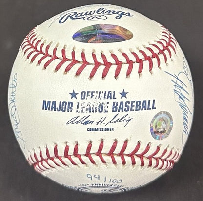 Yankees Greats Signed 100th Anniv Baseball Derek Jeter Rivera 18 Auto Steiner