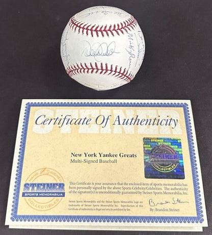 Yankees Greats Signed 100th Anniv Baseball Derek Jeter Rivera 18 Auto Steiner