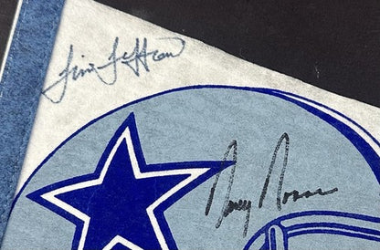 1988 Cowboys Team Signed Pennant Michael Irvin Tom Landry White 12 Auto HOF Jsa