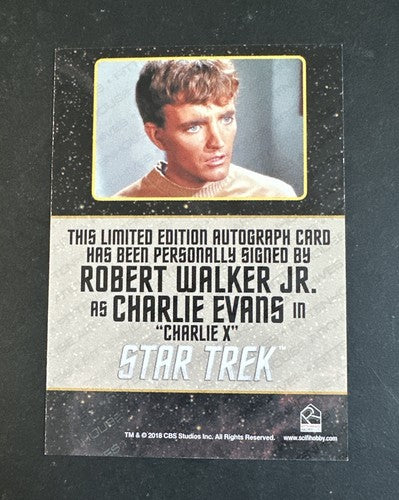 STAR TREK Rittenhouse 2018 ROBERT WALKER JR Charlie Evans BLACK BORDER Mint Auto