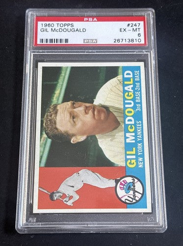 1960 Topps #247 Gil McDougald Baseball Card PSA 6 Ex - Mt Centered Sharp Beauty