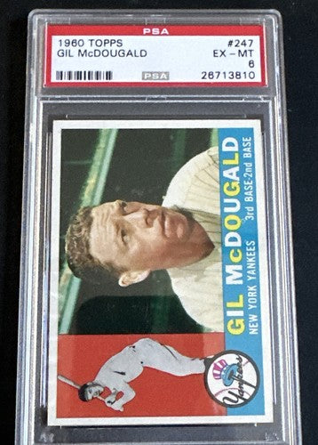 1960 Topps #247 Gil McDougald Baseball Card PSA 6 Ex - Mt Centered Sharp Beauty