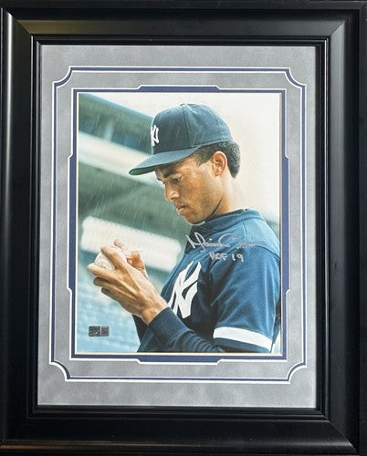 Mariano Rivera Signed 8x10 1995 Rookie Photo Suede HOF 19 Auto Yankees Steiner
