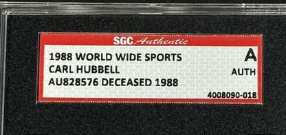 1988 World Wide Sports Carl Hubbell Signed SGC Certified On Card HOF Auto Giants