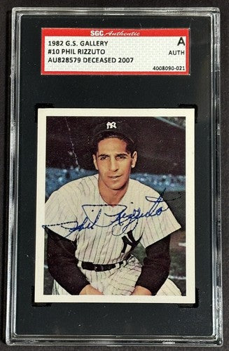 1982 G.S. Gallery Phil Rizzuto Signed SGC Authentic Coa On Card Auto Yankees Hof