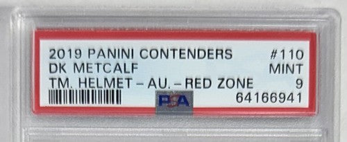 2019 Panini Contenders DK Metcalf Seahawks Helmet Rookie Auto Red Zone PSA 9 RC