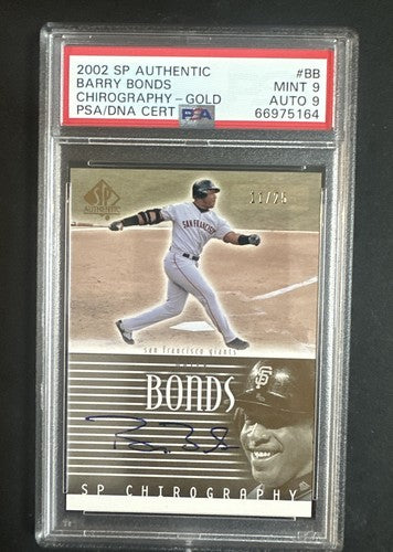 2002 SP Authentic Barry Bonds SP Chirography Gold Psa 9 Mint Auto /25 Pop 1 Rare