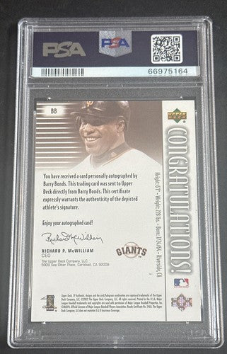 2002 SP Authentic Barry Bonds SP Chirography Gold Psa 9 Mint Auto /25 Pop 1 Rare
