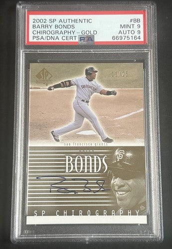 2002 SP Authentic Barry Bonds SP Chirography Gold Psa 9 Mint Auto /25 Pop 1 Rare