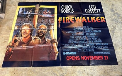 FIREWALKER Chuck Norris LOU GOSSETT JR Oversize Original Movie Poster 1986 59x44