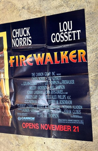 FIREWALKER Chuck Norris LOU GOSSETT JR Oversize Original Movie Poster 1986 59x44