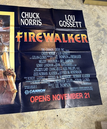 FIREWALKER Chuck Norris LOU GOSSETT JR Oversize Original Movie Poster 1986 59x44