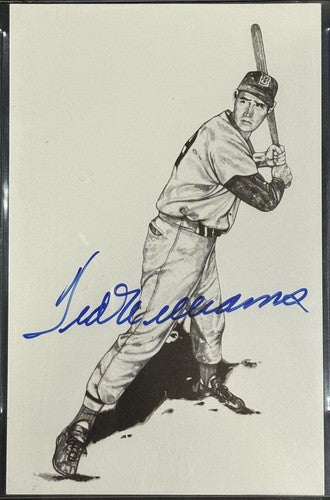 Ted Williams Signed 1989 Postcard Art Boston Red Sox Bold HOF Autograph BGS JSA