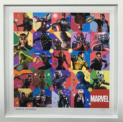 Marvel Universe Superheroes 26x26 Framed Lithograph Photo LE Stan Lee Spider-man