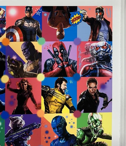 Marvel Universe Superheroes 26x26 Framed Lithograph Photo LE Stan Lee Spider-man