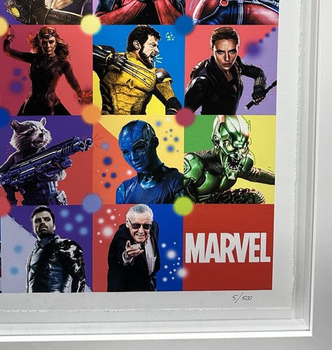 Marvel Universe Superheroes 26x26 Framed Lithograph Photo LE Stan Lee Spider-man