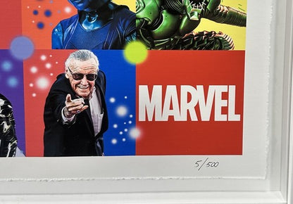 Marvel Universe Superheroes 26x26 Framed Lithograph Photo LE Stan Lee Spider-man