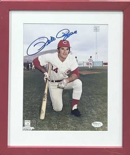 Pete Rose Signed 8x10 Framed Vintage Photo Reds Mint Autograph Old JSA COA