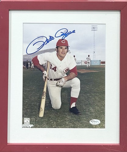 Pete Rose Signed 8x10 Framed Vintage Photo Reds Mint Autograph Old JSA COA