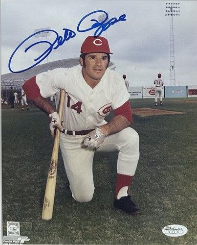 Pete Rose Signed 8x10 Framed Vintage Photo Reds Mint Autograph Old JSA COA