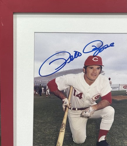 Pete Rose Signed 8x10 Framed Vintage Photo Reds Mint Autograph Old JSA COA