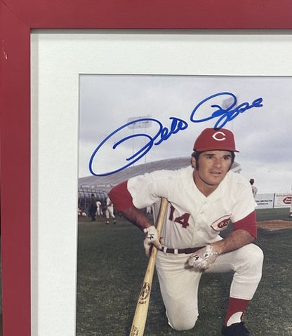 Pete Rose Signed 8x10 Framed Vintage Photo Reds Mint Autograph Old JSA COA