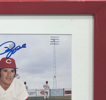 Pete Rose Signed 8x10 Framed Vintage Photo Reds Mint Autograph Old JSA COA