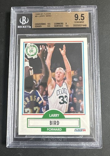 1990-91 Fleer #8 Larry Bird BGS 9.5 Gem Mint Beauty Hof Boston Celtics