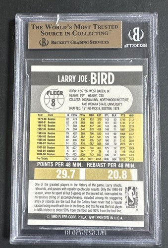 1990-91 Fleer #8 Larry Bird BGS 9.5 Gem Mint Beauty Hof Boston Celtics