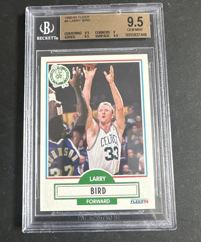 1990-91 Fleer #8 Larry Bird BGS 9.5 Gem Mint Beauty Hof Boston Celtics