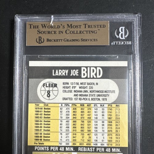 1990-91 Fleer #8 Larry Bird BGS 9.5 Gem Mint Beauty Hof Boston Celtics