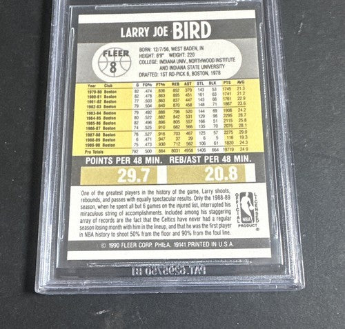 1990-91 Fleer #8 Larry Bird BGS 9.5 Gem Mint Beauty Hof Boston Celtics