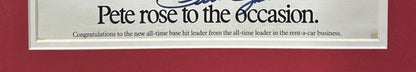 Pete Rose Signed Framed Baseball Card Photo Hertz Collage Hits Reds Auto COA