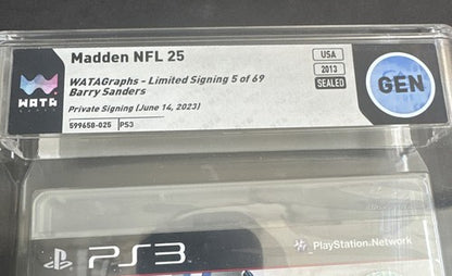 2013 Madden NFL 25 Video Game PS3 Limited /69 Barry Sanders Mint  Wata Sealed MT