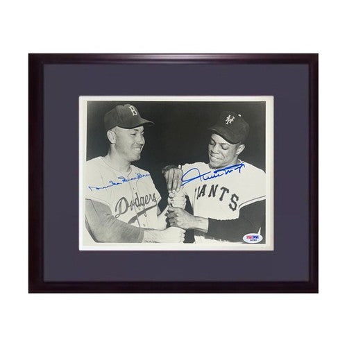 Willie Mays Duke Snider Signed 8x10 Framed Photo Giants Dodgers Mint Auto PSA