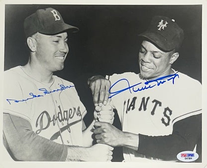 Willie Mays Duke Snider Signed 8x10 Framed Photo Giants Dodgers Mint Auto PSA
