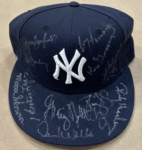Yankees Signed Old Timers Day Hat Rickey Henderson David Wells Cone 12 Auto Coa