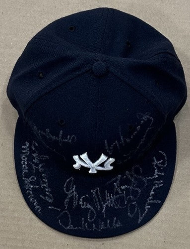 Yankees Signed Old Timers Day Hat Rickey Henderson David Wells Cone 12 Auto Coa